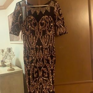 Long formal gold/black dress